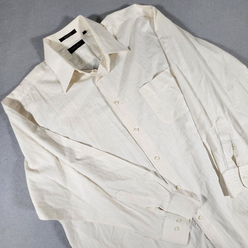 Joseph Abboud 100% Egyptian Cotton Cream White Button Down Shirt 17.5